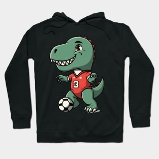 Green dinosaur playing football Hoodie